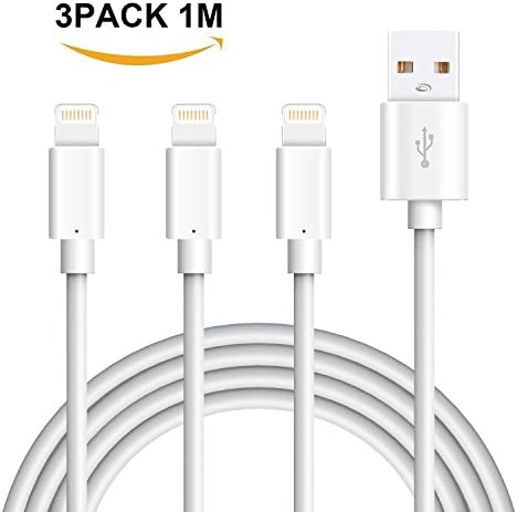 iPhone Cable Nikolable 3 Pack 3 ft Lightning Cable Certified Charging Cord for iPhone X/ 8 Plus/ 8/ 7 Plus/ 7/ 6 Plus/ 6/6s Plus/ 6s/ 5/ 5c/5s/ iPad/ iPod and More (white)