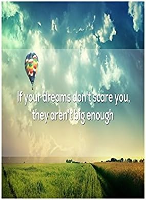 Sky Clouds Fields Hot Air Balloon Picture Art If Your Dreams Don't Scare You They Aren't Big Enough Quote Motivational Sticker Graphic
