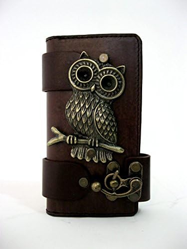 Handmade vegetable leather iphone 5SE cover owl emblem