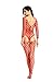 Amoretu Womens Long Sleeves Body Stockings Lingerie Closed Crotch Bodysuit (Red)
