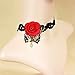 LEFINIS Red Rose Flower Popular Girl Gothic Black Lace Collar Choker Necklace, Bracelet