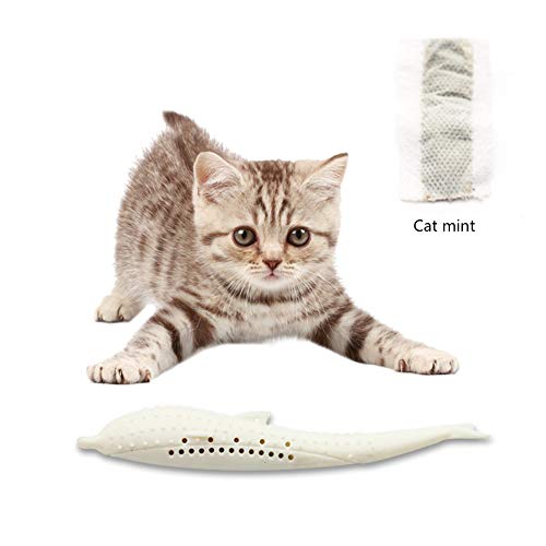 HLovebuy Catnip Toys Simulation Fish Shape, Fish Flop Cat Toy, Pet Cat Fish Shape Toothbrush with Catnip, Pet Eco-Friendly Silicone Molar Stick Teeth Cleaning Toy for Cats - Thumbnail 4