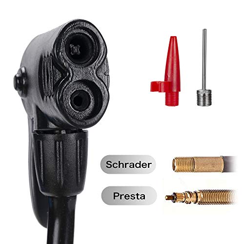 image for Rosoz Bike Pump Mini Bike Floor Pump Multifunctional High-Pressure Por