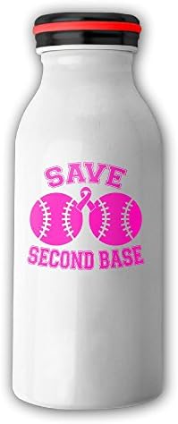 Save Second Base Breast Cancer Insulated Vacuum Milk Bottle Stainless Steel Thermos 12 Oz