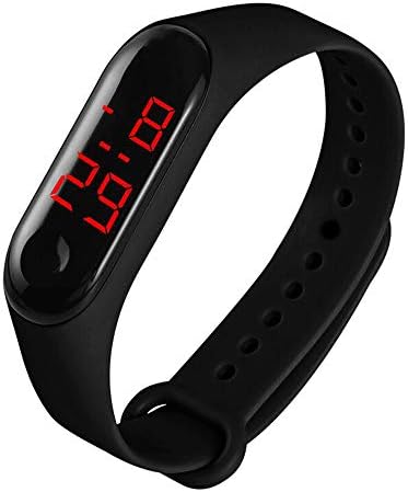ujhlgtfrsre Digital Smart Watch for Kids and Teenagers with LED Screen Luminous Large Face for Sports in Black Silicone Band Waterproof Fashionable Design