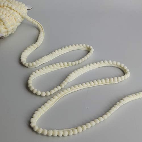 Mini Pom Pom Bobble Plain Trim - 14 Colours (Cream) Per Metre