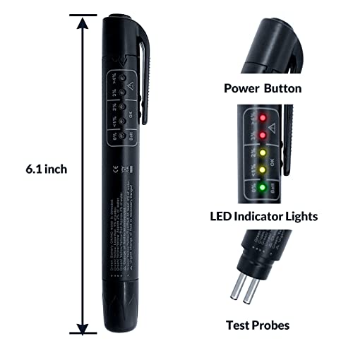 KHTD Brake Fluid Tester Pen, Auto Brake Diagnostic Testing Tool with 5