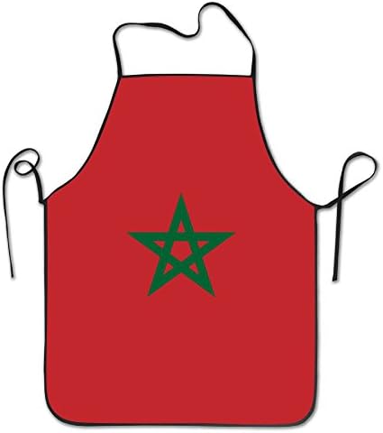 Yisliferunaz Flag Of Morocco Aprons Bib Mens Womens Lace Adjustable Polyester Chef Cooking Long Full Kitchen Aprons For Outdoor Restaurant Cleaning Serving Crafting Gardening Baking BBQ Grill