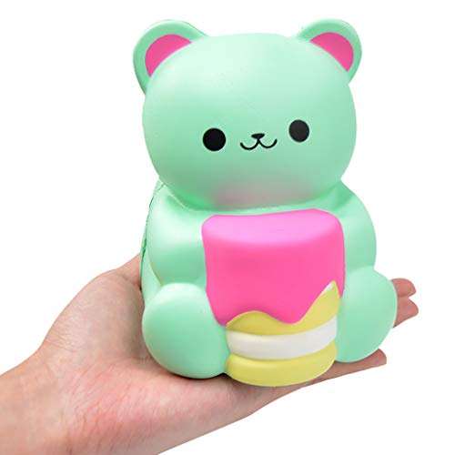 Mikilon Squishies Sitting Bear Kawaii Soft Slow Rising Scented Animal Squishies Stress Relief Kids Toys Gift Collection Decorative Props (Green)