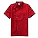Short Sleeve Chef's Jacket Kitchen Cook Coat Stripe Uniforms (M, red)