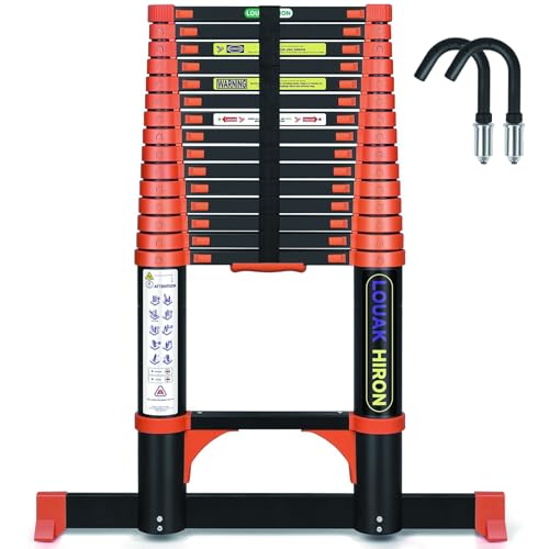Alu Teleskopleiter 4.7M Ausziehbare Leiter, 16FT Klappleiter Stehleiter Rutschfester, aus hochwertigem Aluminium Ausziehleiter Mehrzweckleiter Haushal