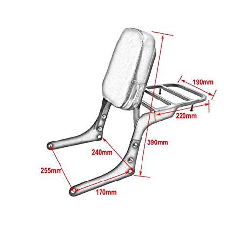 Motorcycle Backrest Sissy Bar Luggage Rack Pad for Honda Rebel 250 CMX 250 CA250 All Year