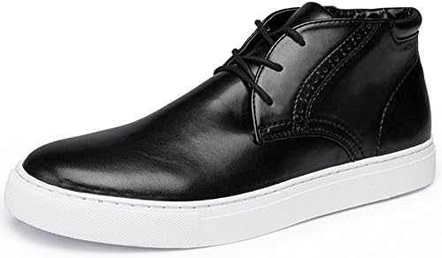 Men's Faux Leather High-top Casual Shoes Fashion Sneakers Chukka Boot(11 D(M) US Black)