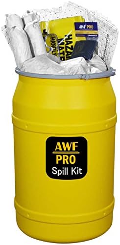 55 Gallon Oil Only Spill Kit Plus Protection Kit, Pro Grade, 143 PC, Metal Lever Lock 100 Heavy Duty Pads 15x19, 5 Socks 12', 8 Pillows, Tyvek Suits, Boot Covers, Googles, Gloves, Bags & Sign