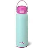Swig Life 32oz Insulated Water Bottle, Travel Water Bottle with Straw and Lid, Cup Holder Friendly Bottles, Stainless Steel 32 oz Tumbler, Reusable Lid (Arctic Splash)
