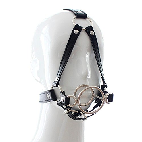 Brand New Sex Toys BDSM Sex Bondage Leather Head Harness Stainless Steel Double O Ring Gag Deep Throat Gags Sex Toys for Couple