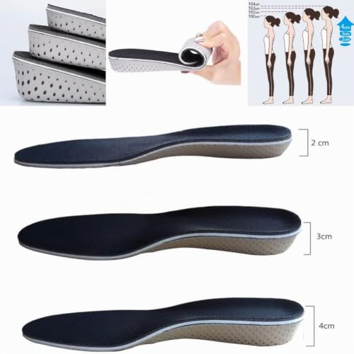 Height Increasing Shoe Insole(EU 35-43), Memory Foam Total Length Height Increase Insole Invisible Increase Heel Inserts Lift Insoles Height Increasing Insoles (3 cm)