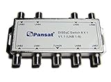 PANSAT 8x1 DiSEqC V1.1 8X1 Multi Switch FTA Cascadable Stackable Connect 8 Sats