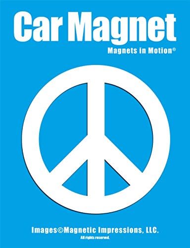 Peace Sign Car Magnet White