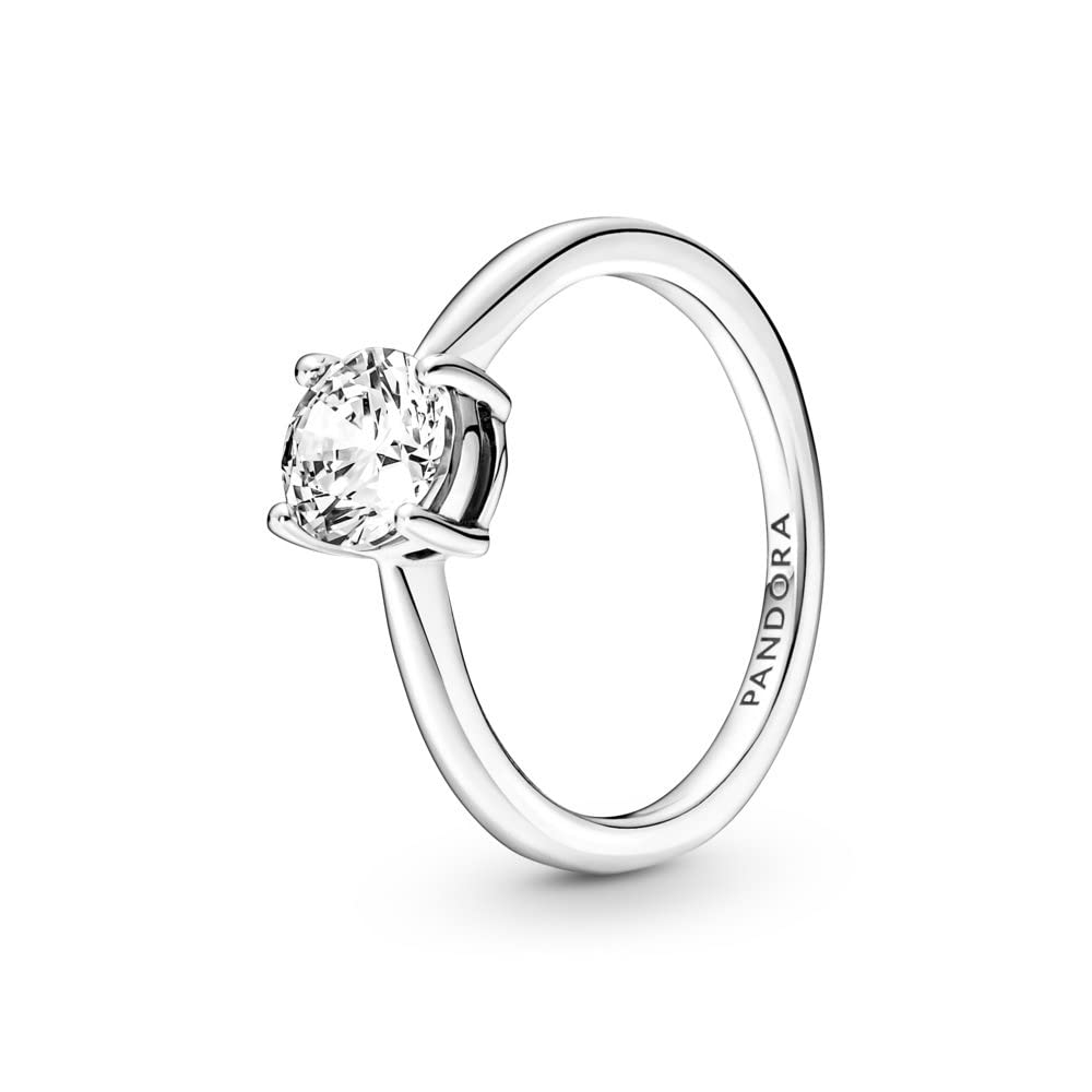 Pandora Timeless Sterling silver Sparkling Solitaire ring with clear cubic zirconia, 52