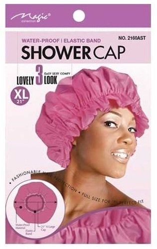 Magic X-Large Elastic Band Shower Cap - Hot Pink, Elastic band, keeps hair in place, large , extra large, comfortable material, waterproof, full size, perfect fit