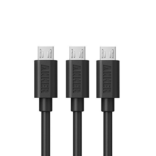 Anker [3-Pack] Premium 1ft Micro USB Cables High Speed USB 2.0 A Male to Micro B Sync and Charge Cables for Android, Samsung, HTC, Motorola, Nokia and More (Black)