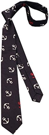Lovely Item Boy's Skinny Black Cotton Casual Anchor Printed Neck Tie