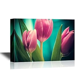 Canvas Wall Art - Pink Tulip Flower Petals - Gallery Wrap Modern Home Art | Ready to Hang - 12x18 inches