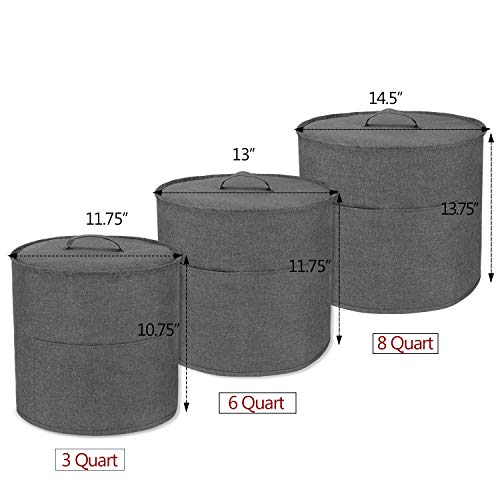 Luxja Dust Cover for 8 Quart Instant Pot, Cloth Cover with Pockets for Instant Pot (8 Quart) and Extra Accessories, Gray (Large) - Thumbnail 6