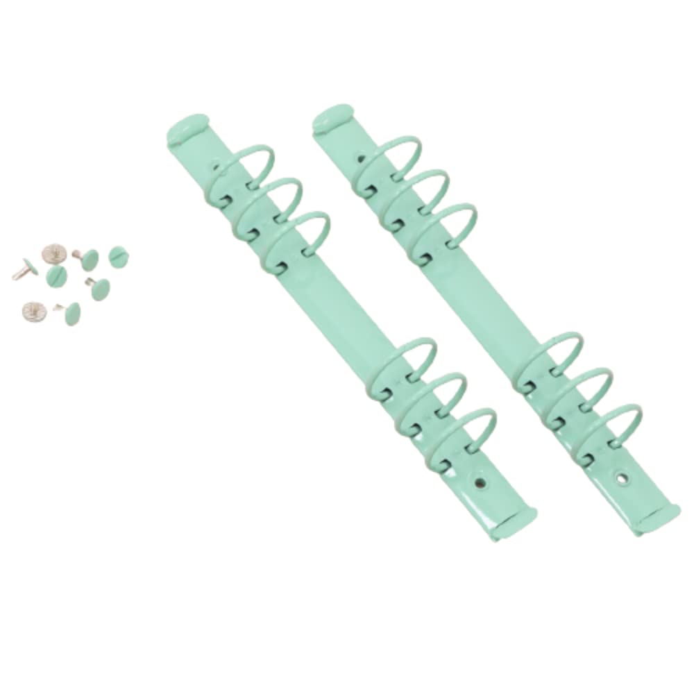 Craftelier - Kit of 2 Mechanisms for 6 Ring Binders | Size Approx. 22,7 cm (8.94") - Ring Diameter 3,3 cm (1.30") - Distance Between Rings 1,9 cm (0.75") | Includes 8 Fixing Brads | Turquoise Colour