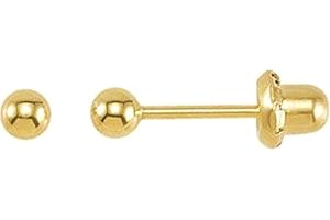 BONYAK JEWELRY 24K Gold Plated Sterling Silver Ball Stud Piercing Earrings