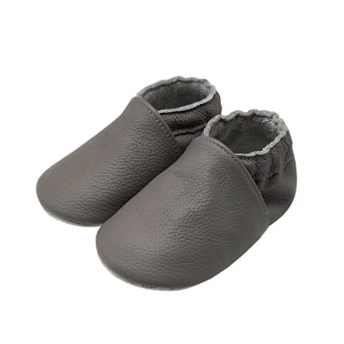 Yang Baby Boys Girls Shoes Crawling Slipper Toddler Infant Soft Leather First Walking Moccs(Grey,12-18 Months)