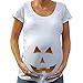 Qiaonai Tops for Pregnant Woman Pumpkin Carved Face Halloween Printed Maternity Clothes Tee Shirt Pregnancy Clothes
