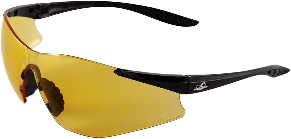Bullhead Safety EyewearBH7615AF Snipefish, Black Frame, Orange Anti-Fog Lens, Black TPR Nose and Temple Sleeves
