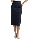 ZXIHZF Women’s Classic Below Knee Pencil Skirt Stretch Line Midi Skirt of Business Casual Outfits