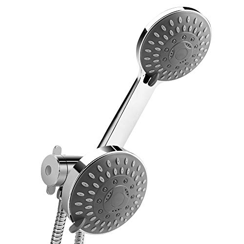 BOSNELL Full Chrome Shower Head, 24-Setting Combo Shower Heads with Holder & Hose, 2 in 1 High Pressure Handheld Shower Head
