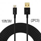 Hi-mobiler@High Speed 10ft USB 2.0 a Male to Micro B Cable with Gold-plated Connectors for Samsung Lg HTC and Other Tablet Smartphone(Black) (10ft Black Micro USB Cable(2Pack))