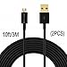 Hi-mobiler@High Speed 10ft USB 2.0 a Male to Micro B Cable with Gold-plated Connectors for Samsung Lg HTC and Other Tablet Smartphone(Black) (10ft Black Micro USB Cable(2Pack))