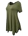 BELAROI Womens Basic Solid Loose Fit Short Sleeve Tunic T Shirt (1X, Army Green)