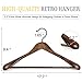TOPIA HANGER Set of 6 Beautiful Coat Suit Jacket Wood Wooden Hangers, Premium Retro Finish with Extra-Wide Shoulder- 360° Black Hooks & Anti-Slip Bar CT02A