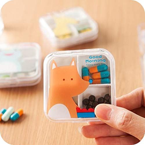 Gold Happy 2 Sizes Portable Mini Cartoon Plastic Pill Box Medicine Case for Healthy Care Empty Drugs Box for False Eyelashes
