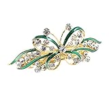 Gold Tone Green Butterfly Detail Bling Rhinestone Hair Barrette Clip