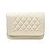 BMC Womens Cream PU Faux Leather Diamond Quilted Pattern Mini Handbag Shoulder Strap Clutch