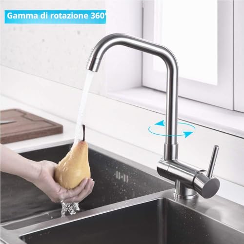 ONECE Folding Kitchen Tap with 2 Modes, Under Window Taps | 360° Swivel Single Lever Mixer Tap for Sink 304 Stainless Steel, Cold and Hot Water