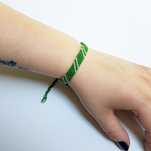 Green and Silver Hand Woven Friendship Bracelet