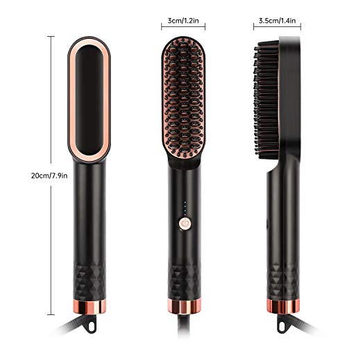 Mennyo Peine Eléctrico para Cabello de Barba para Hombres, Plancha de Barba Caliente, Cepillo Alisador de Barba Pelo Calentar Rápido de 30s y Temperaturas Ajustables, Oro Rosa Negro