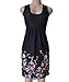 AELSON Womens Summer Casual Sleeveless Mini Printed Vest Dresses,Black,X-Large