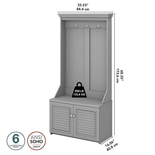 Bush Furniture Fairview Hall Tree with Shoe Storage Bench, Cape Cod