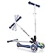 Globber Elite 3 Wheel Folding Adjustable Height Scooter with LED Lights (Dark Blue LED Deck)