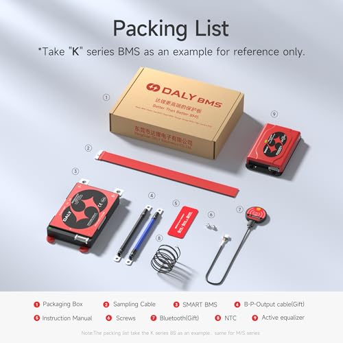 DALY BMS 12V 4S 200A Balance - 1A Active Cell Balancing BMS with Bluetooth Module for 12V LiFePO4 Batteries RV Campers Navigation Overlanding Home Power